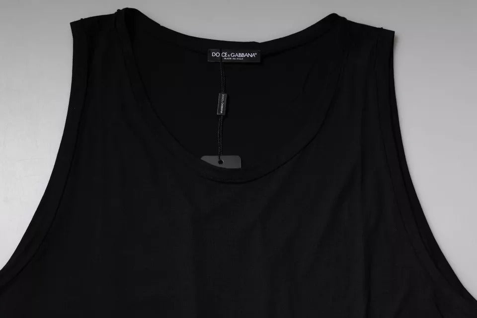 Dolce & Gabbana T-shirt girocollo senza maniche in cotone nero