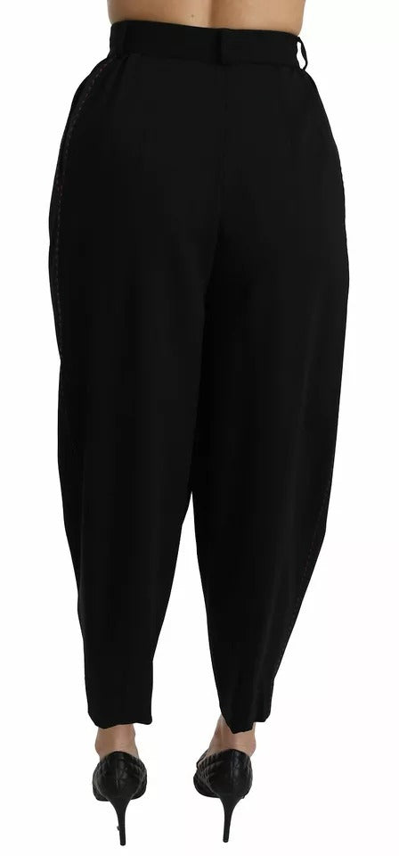 Pantaloni corti Dolce & Gabbana in lana nera a vita alta con pieghe sul davanti