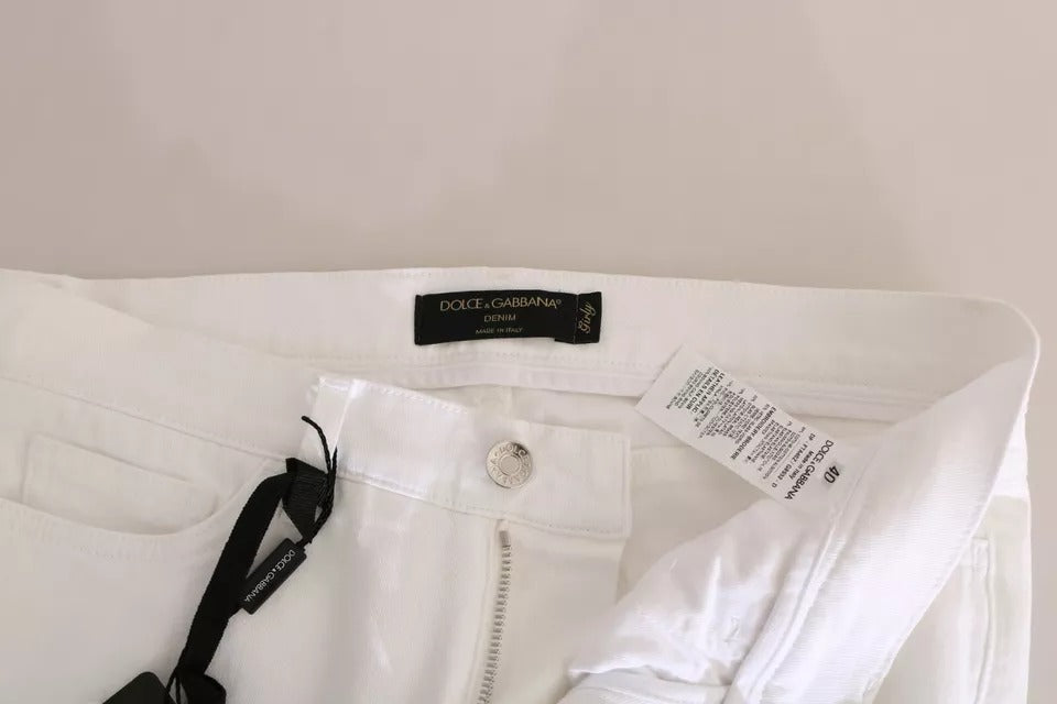Jeans skinny bianchi con cristalli Dolce & Gabbana
