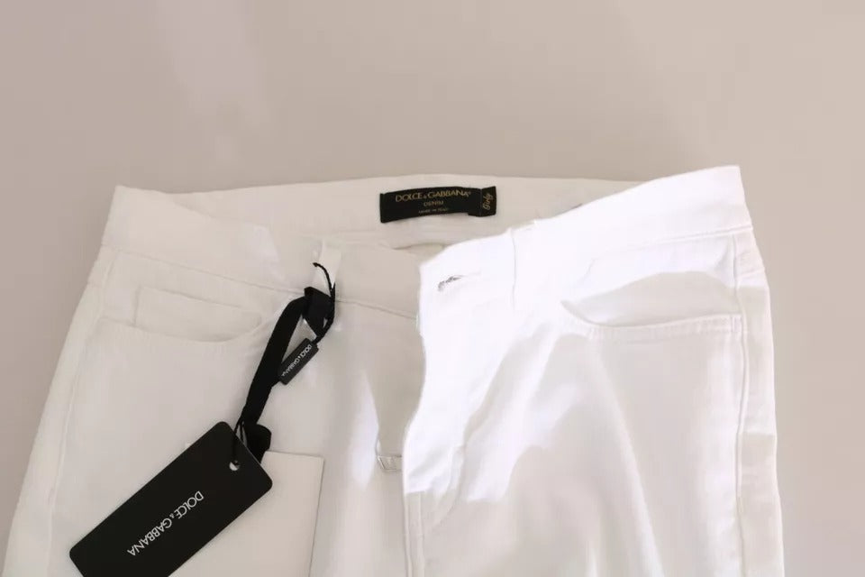 Jeans skinny bianchi con cristalli Dolce & Gabbana