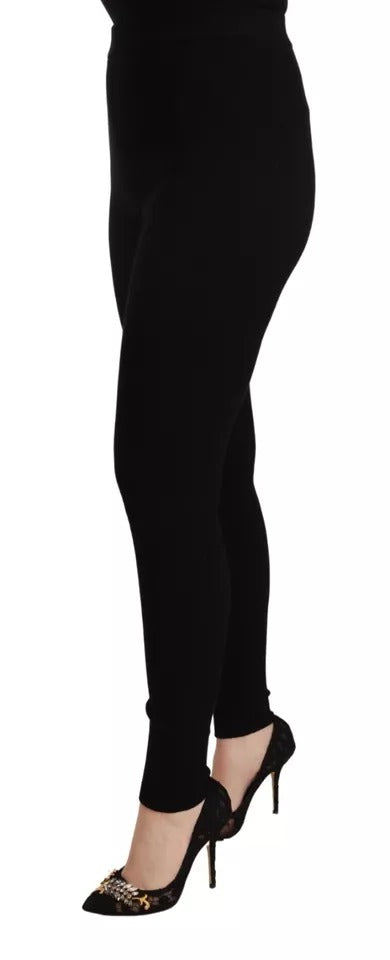 Pantaloni aderenti elasticizzati a vita alta neri Dolce & Gabbana