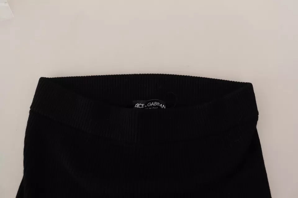 Pantaloni aderenti elasticizzati a vita alta neri Dolce & Gabbana