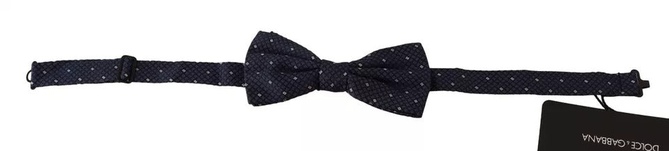 Dolce & Gabbana Papillon Regolabile in Seta con Motivo Blu Uomo