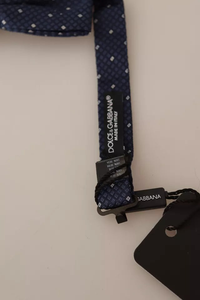 Dolce & Gabbana Papillon Regolabile in Seta con Motivo Blu Uomo