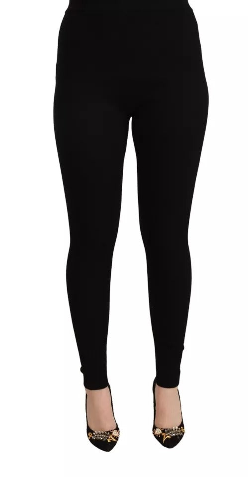 Dolce & Gabbana Pantaloni elasticizzati a vita alta neri