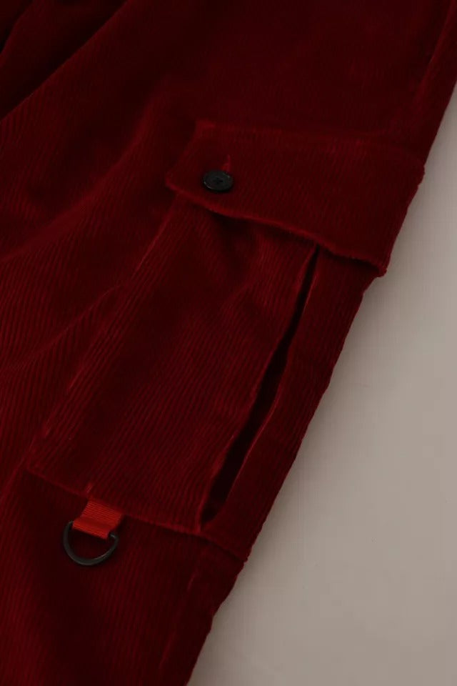 Pantaloni cargo skinny in velluto a coste rosso Dolce & Gabbana