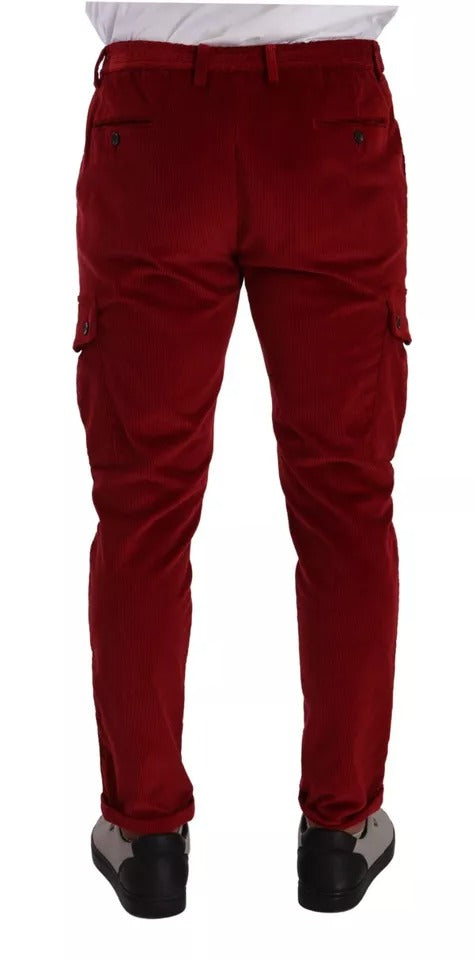 Pantaloni cargo skinny in velluto a coste rosso Dolce & Gabbana