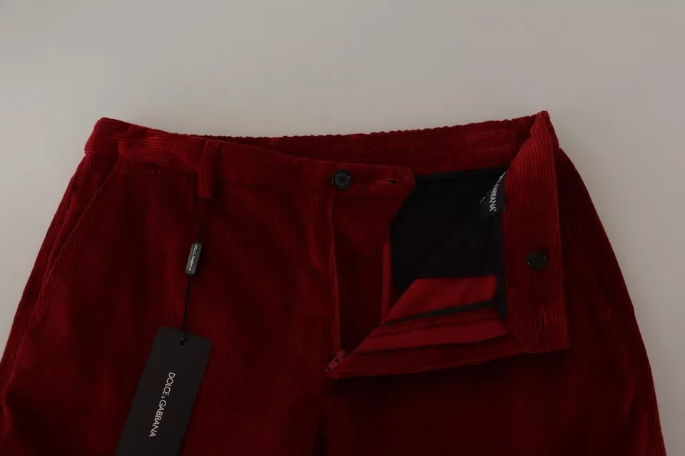 Pantaloni cargo skinny in velluto a coste rosso Dolce & Gabbana