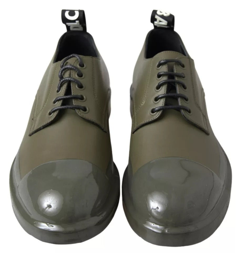 Dolce & Gabbana Scarpe eleganti in pelle verde con suola in gomma