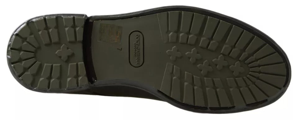 Dolce & Gabbana Scarpe eleganti in pelle verde con suola in gomma