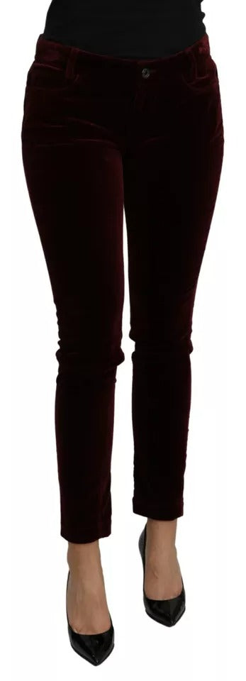 Pantaloni aderenti elasticizzati in velluto bordeaux Dolce & Gabbana