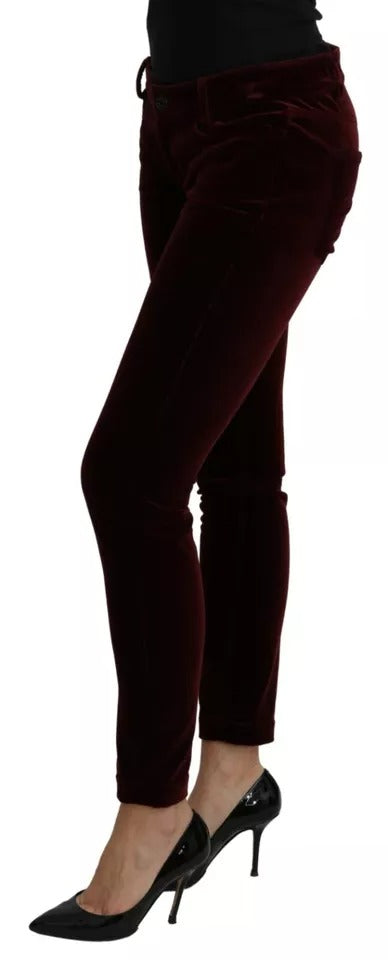 Pantaloni aderenti elasticizzati in velluto bordeaux Dolce & Gabbana