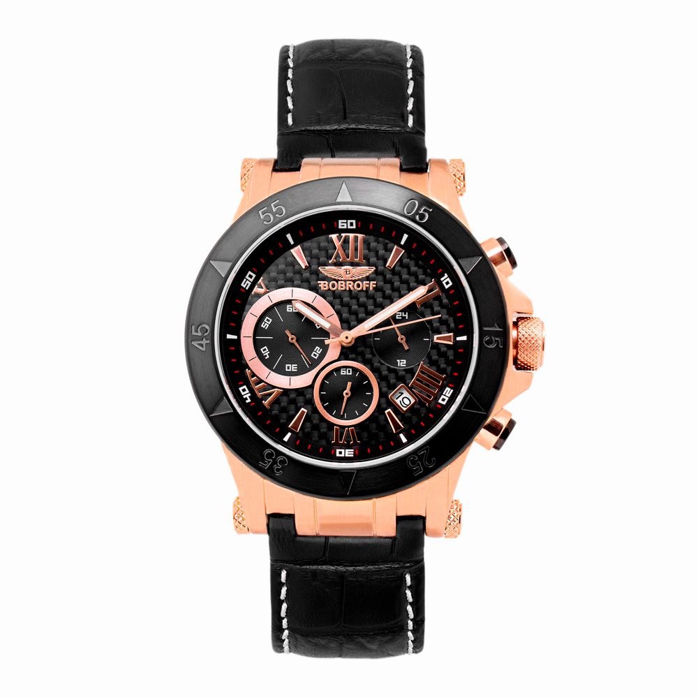 Orologio Bobroff in pelle nera