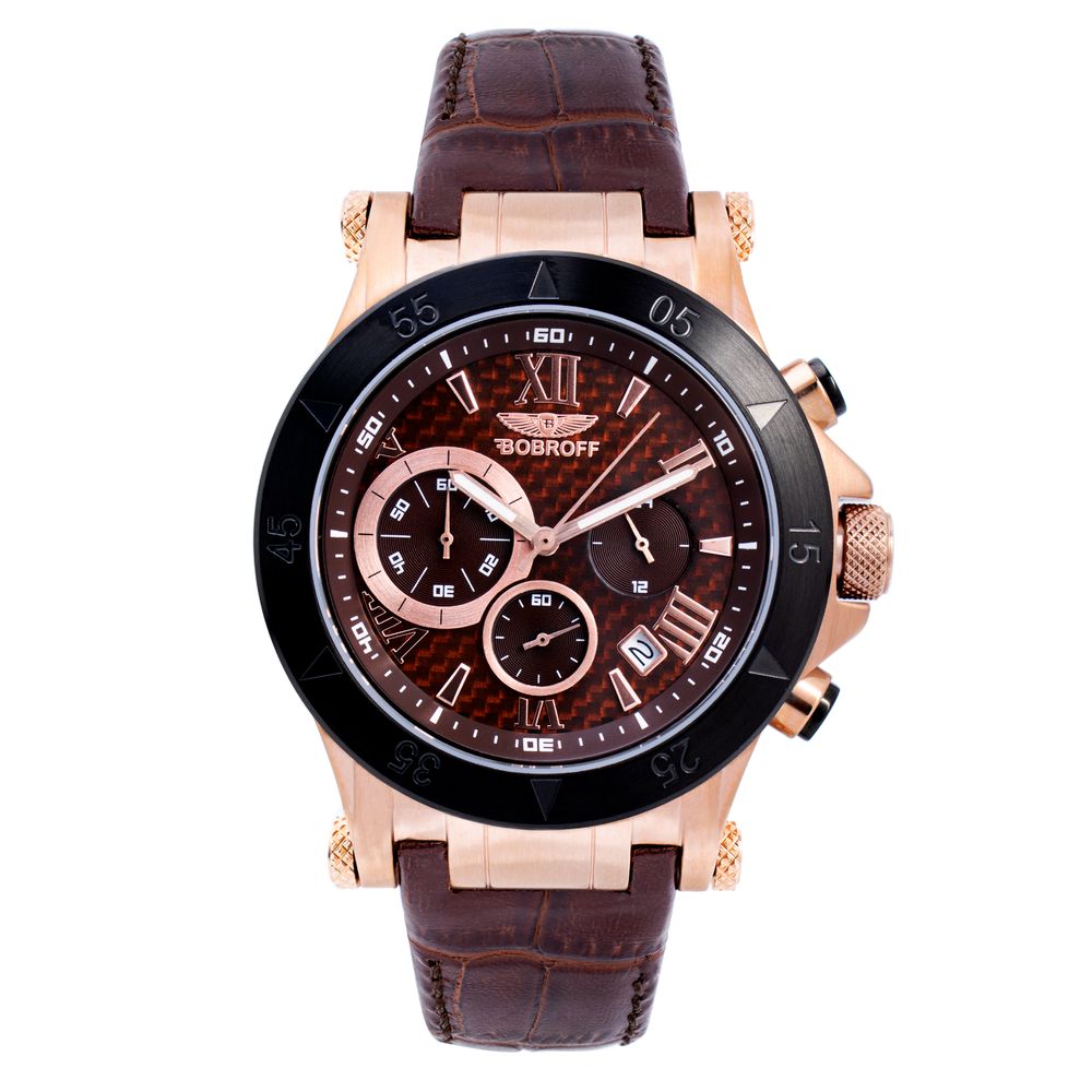 Orologio Bobroff in pelle marrone