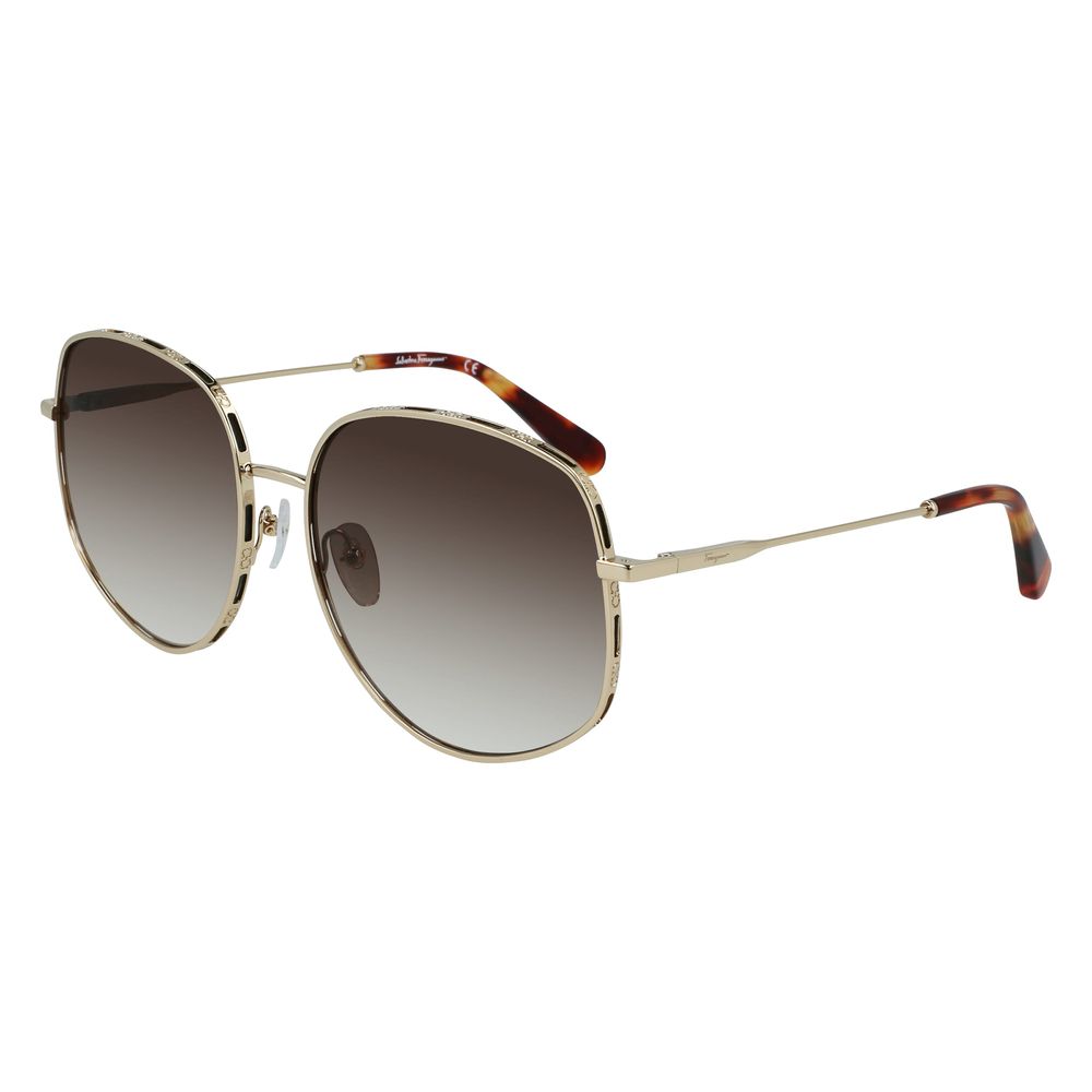 Occhiali da sole in metallo dorato Salvatore Ferragamo