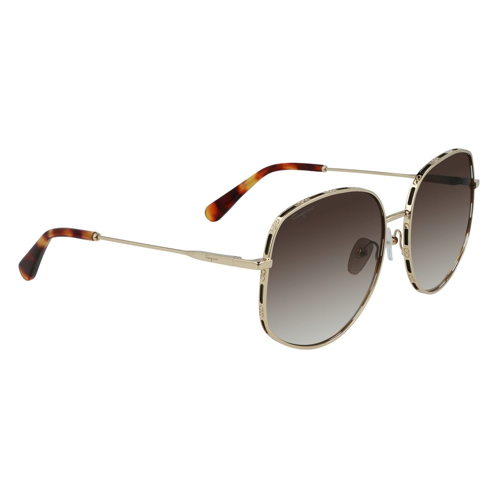 Occhiali da sole in metallo dorato Salvatore Ferragamo
