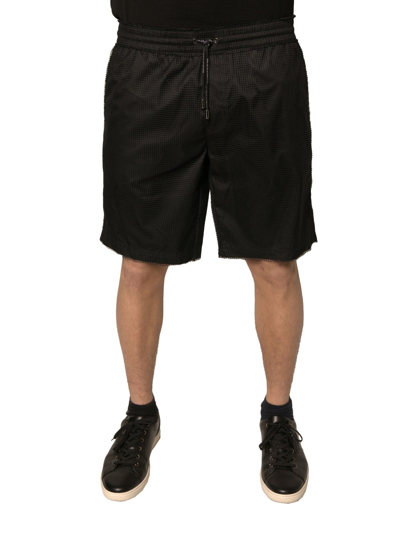 Dolce & Gabbana Pantaloncini in jersey di poliestere nero a vita media