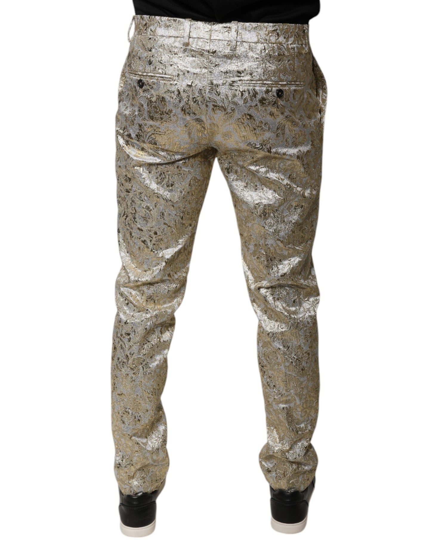 Pantaloni da uomo Dolce & Gabbana in jacquard floreale dorato