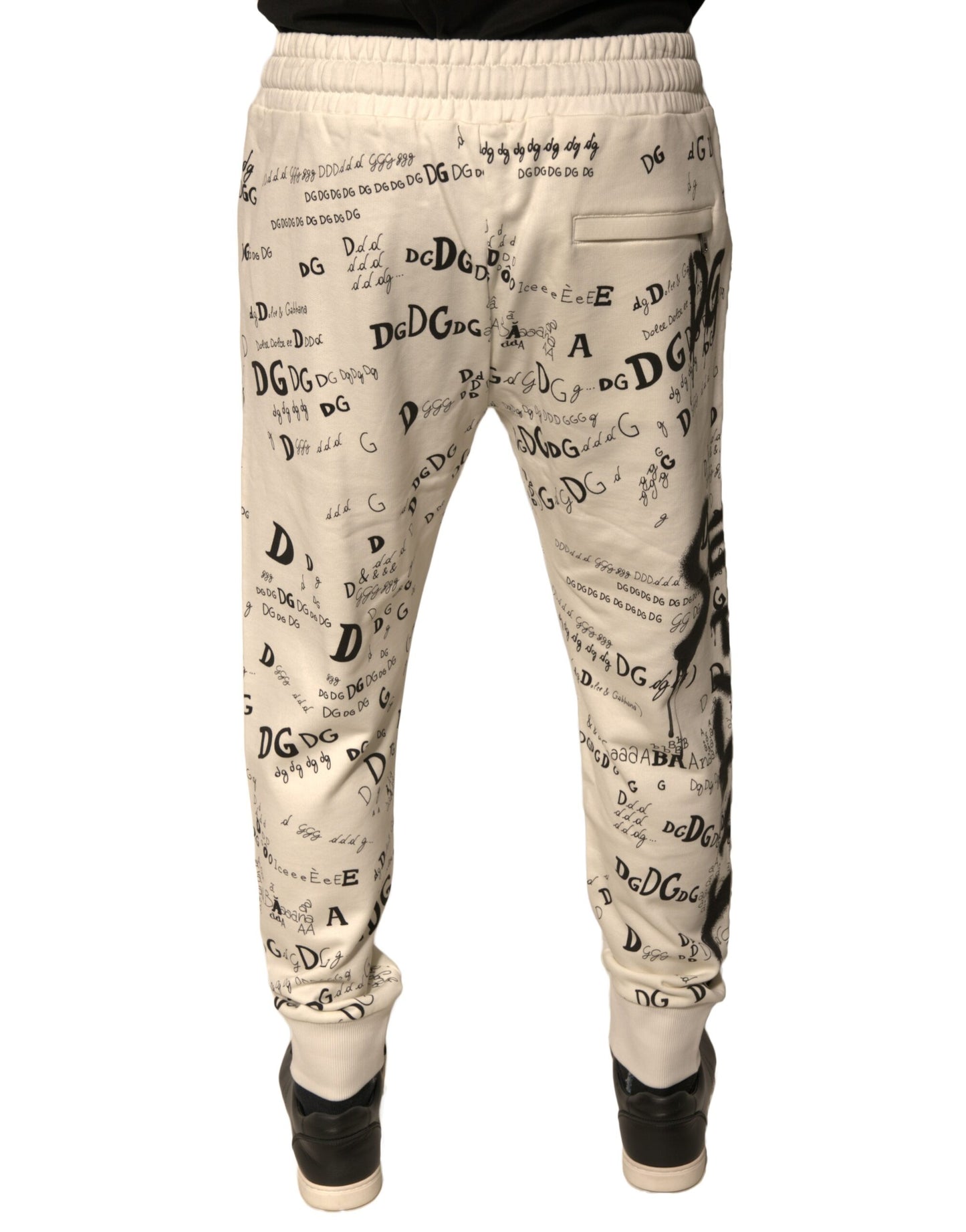 Pantaloni della tuta da jogging in cotone stampato bianco Dolce & Gabbana