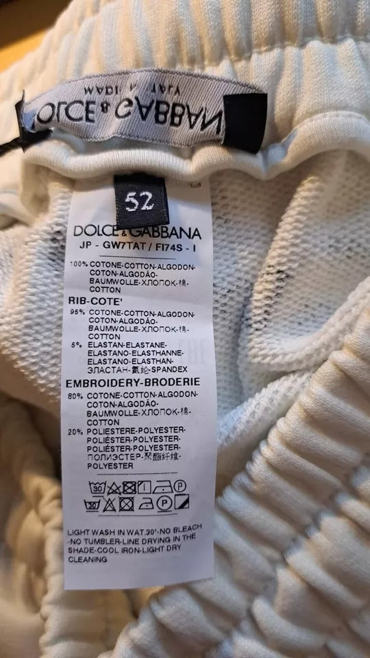 Pantaloni della tuta da jogging in cotone stampato bianco Dolce & Gabbana