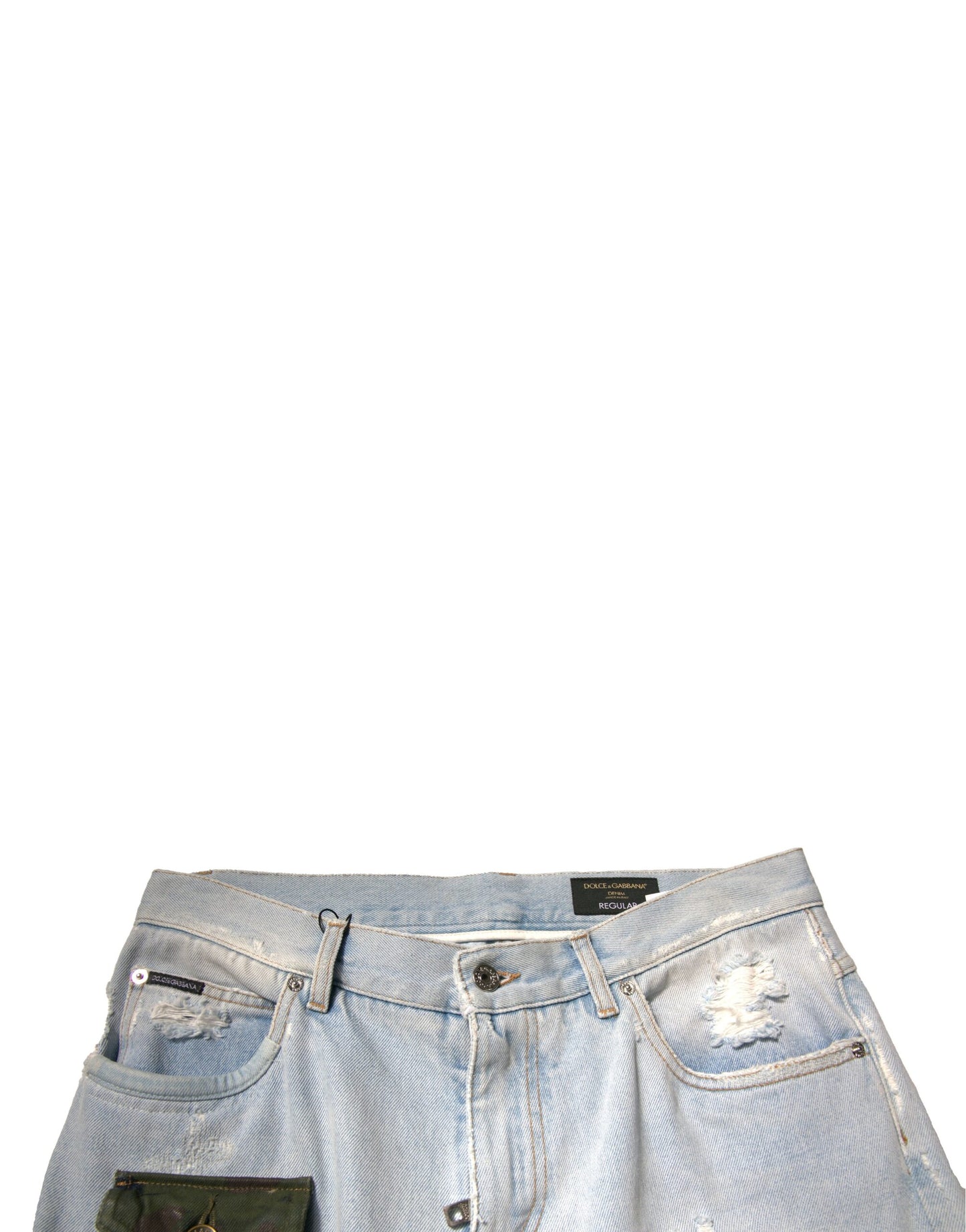 Jeans cargo in denim dritto di cotone azzurro Dolce & Gabbana