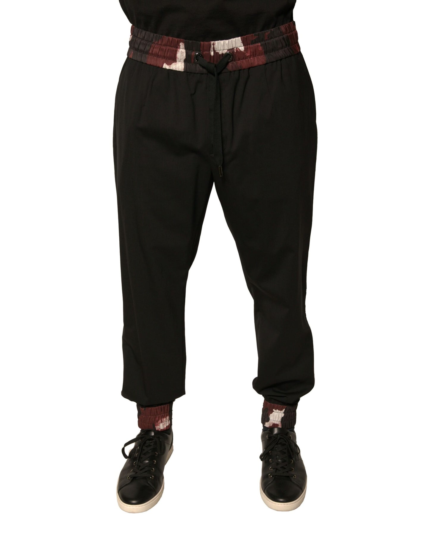 Pantaloni della tuta da jogging in lana mimetica nera Dolce & Gabbana