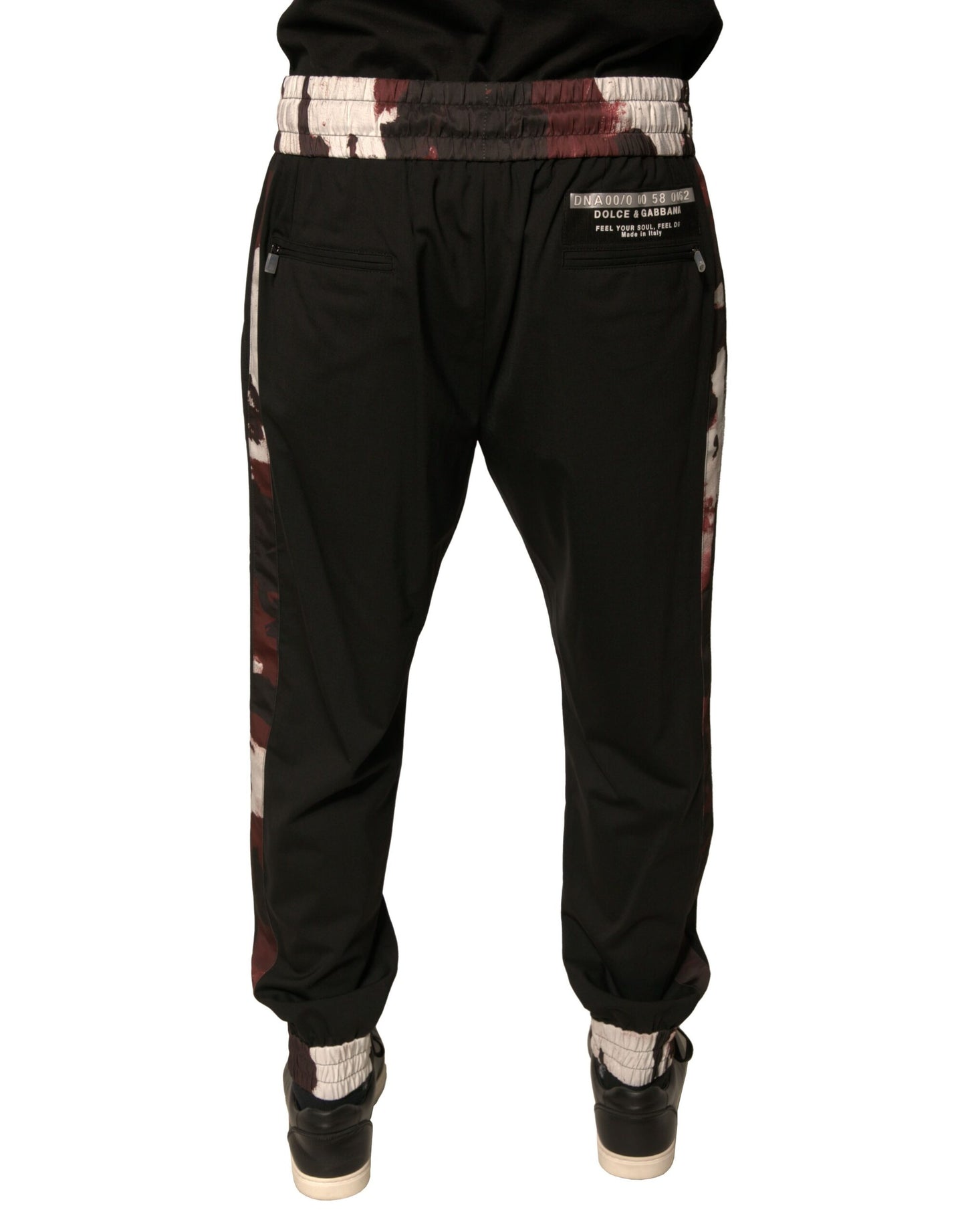 Pantaloni della tuta da jogging in lana mimetica nera Dolce & Gabbana