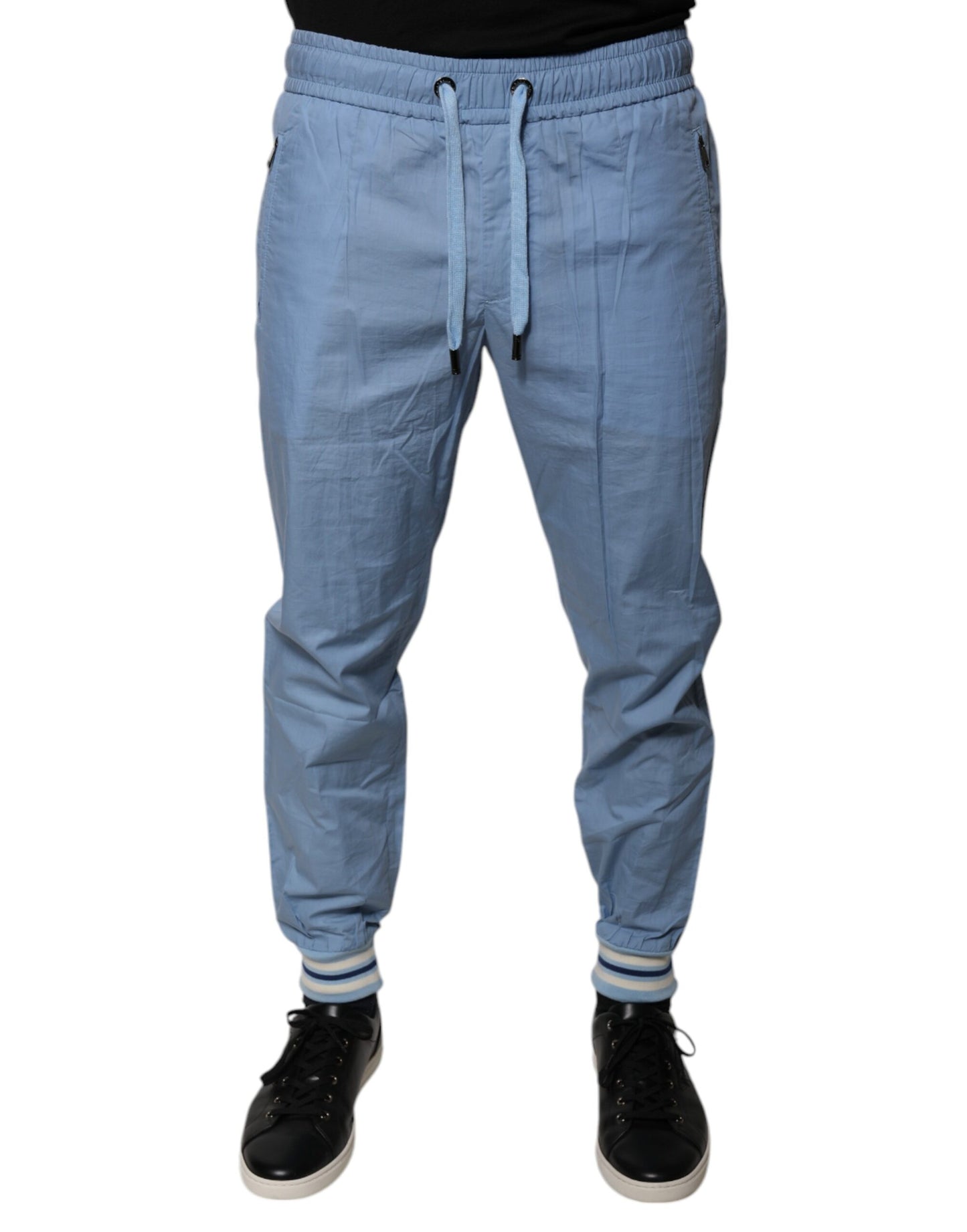 Pantaloni della tuta da jogging in cotone blu Dolce & Gabbana