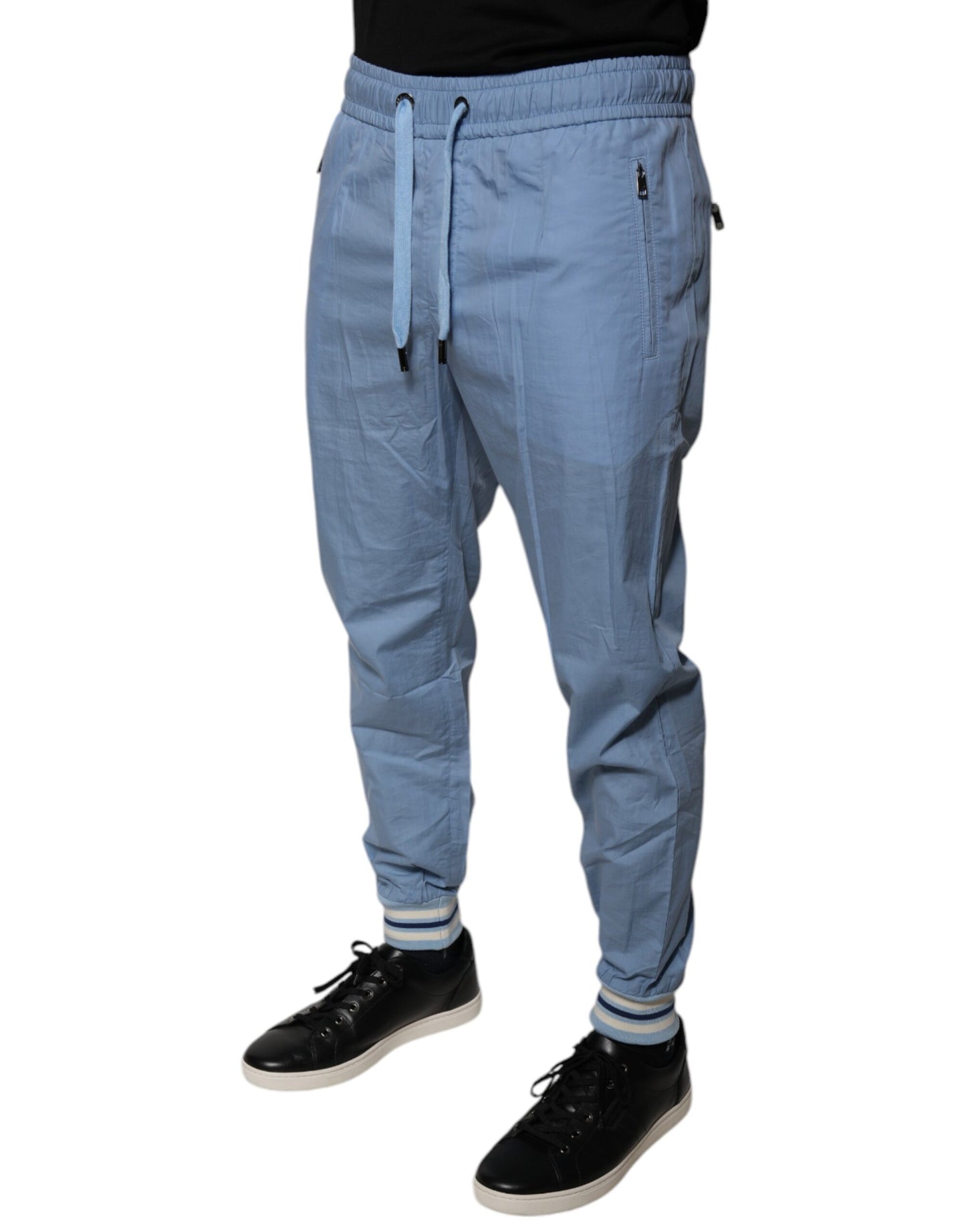 Pantaloni della tuta da jogging in cotone blu Dolce & Gabbana