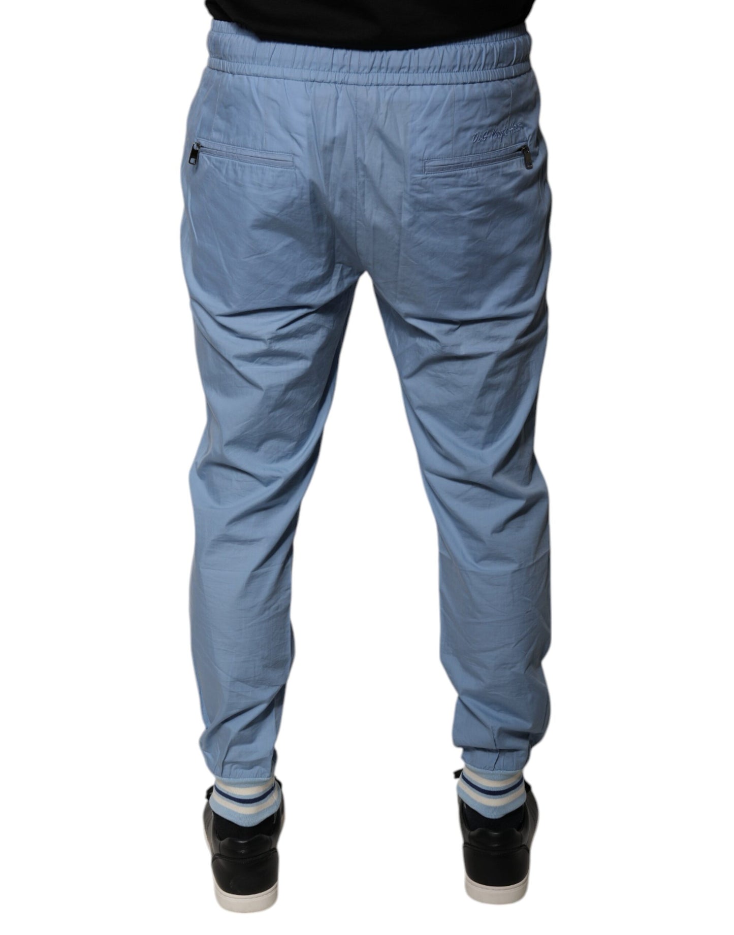 Pantaloni della tuta da jogging in cotone blu Dolce & Gabbana