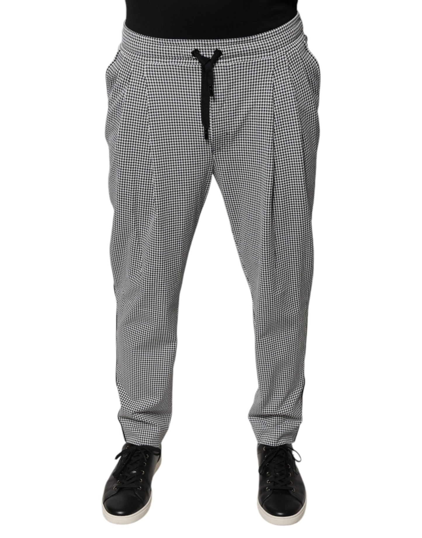 Pantaloni attillati Dolce & Gabbana neri e bianchi a pied de poule