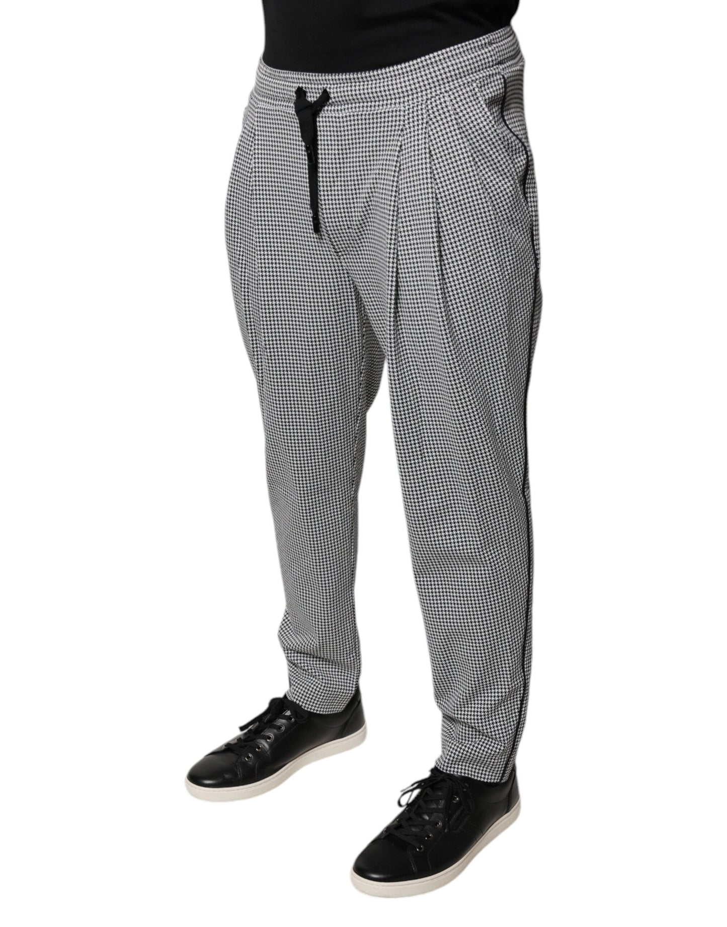 Pantaloni attillati Dolce & Gabbana neri e bianchi a pied de poule