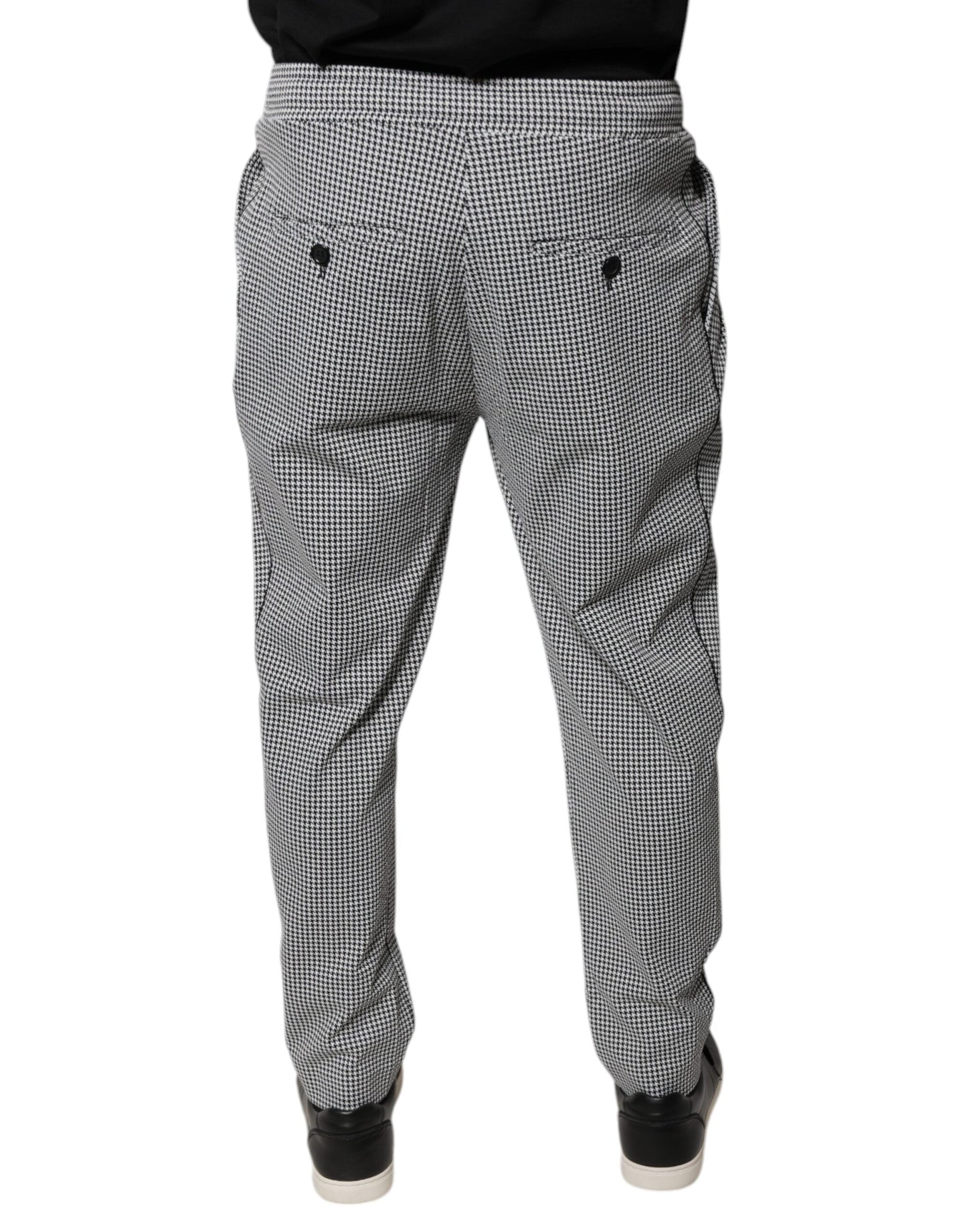Pantaloni attillati Dolce & Gabbana neri e bianchi a pied de poule