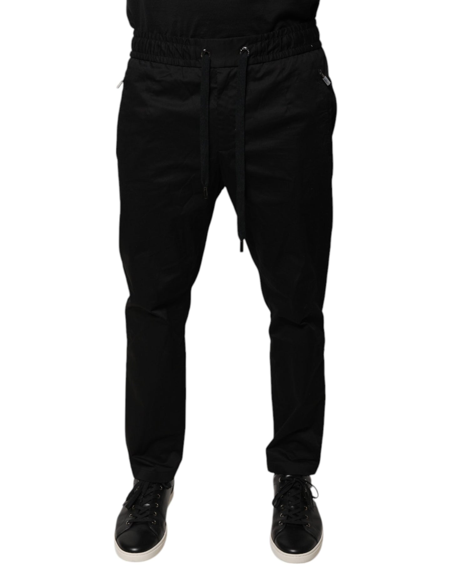 Pantaloni della tuta aderenti elasticizzati in cotone nero Dolce & Gabbana