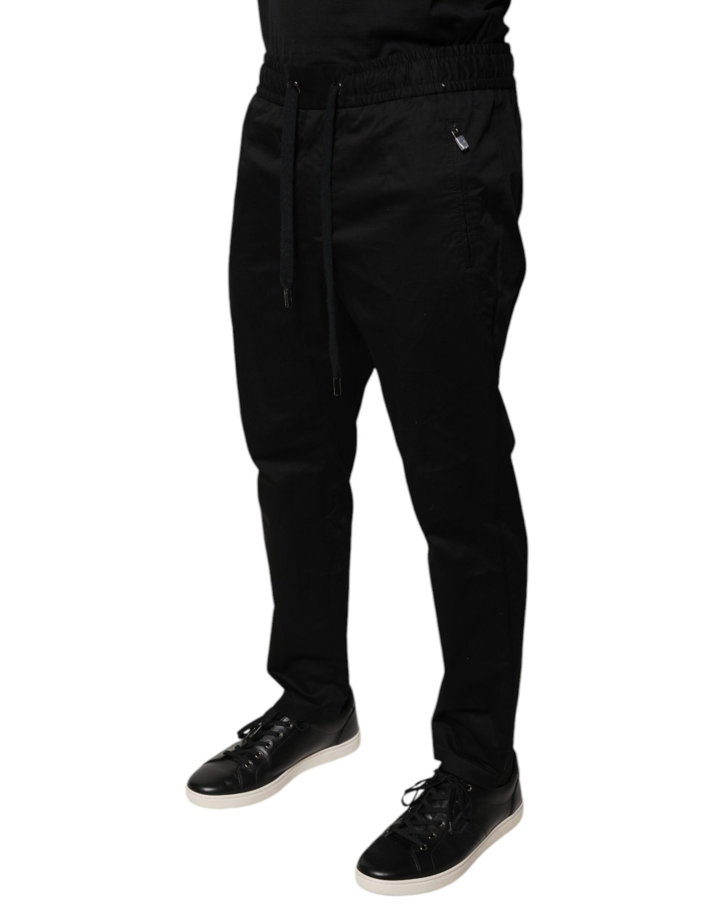 Pantaloni della tuta aderenti elasticizzati in cotone nero Dolce & Gabbana