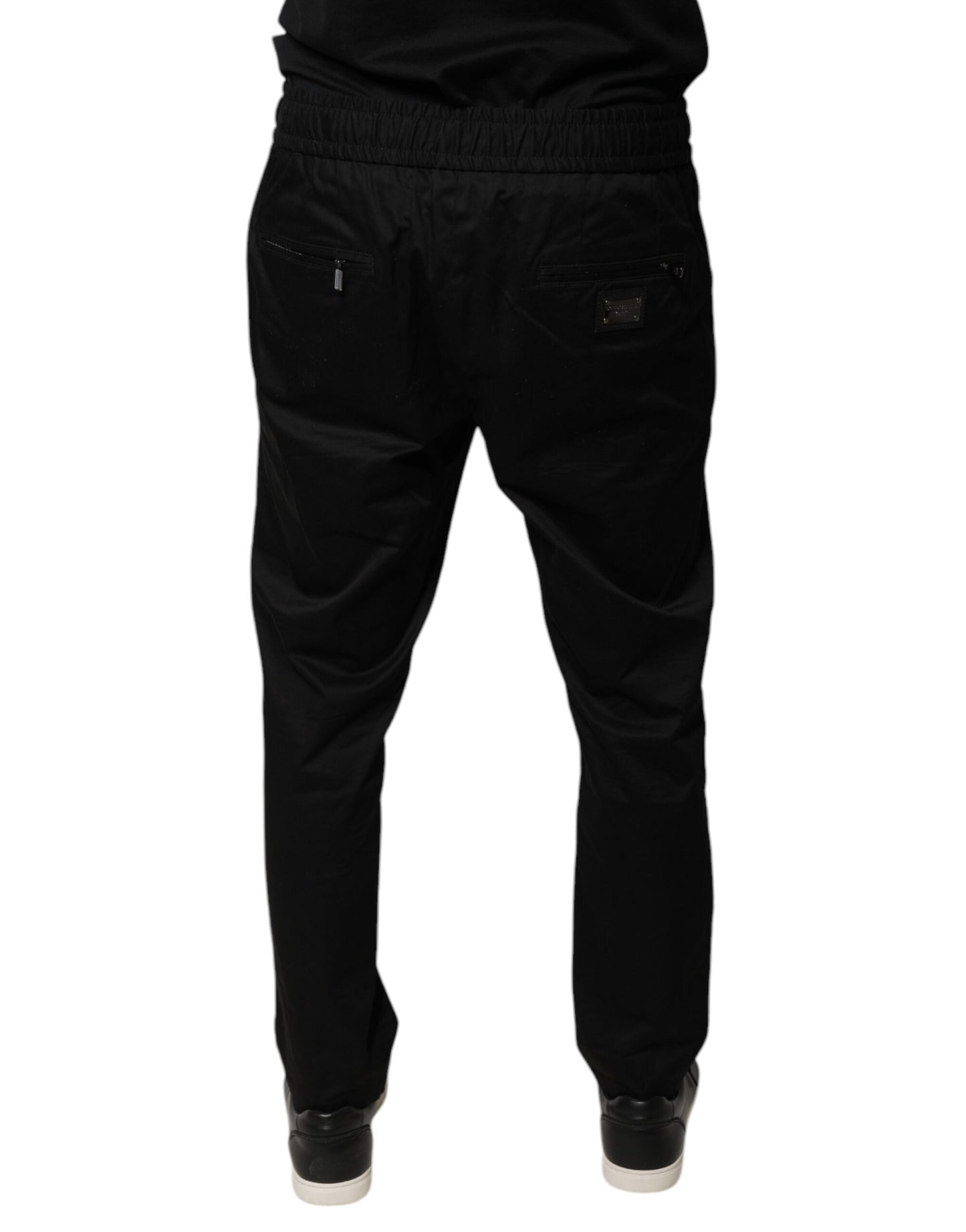 Pantaloni della tuta aderenti elasticizzati in cotone nero Dolce & Gabbana