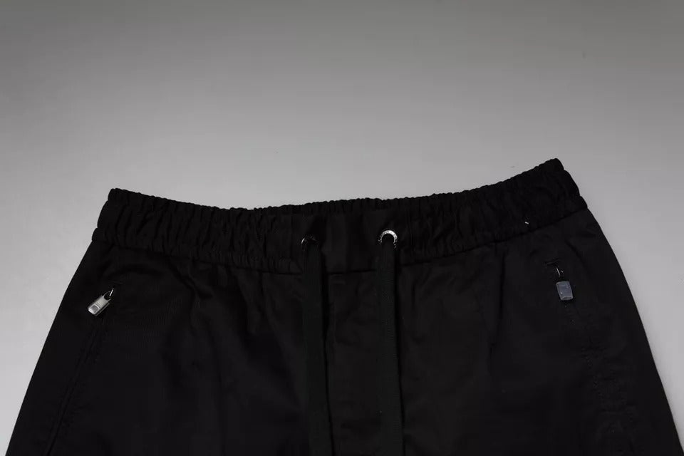 Pantaloni della tuta aderenti elasticizzati in cotone nero Dolce & Gabbana