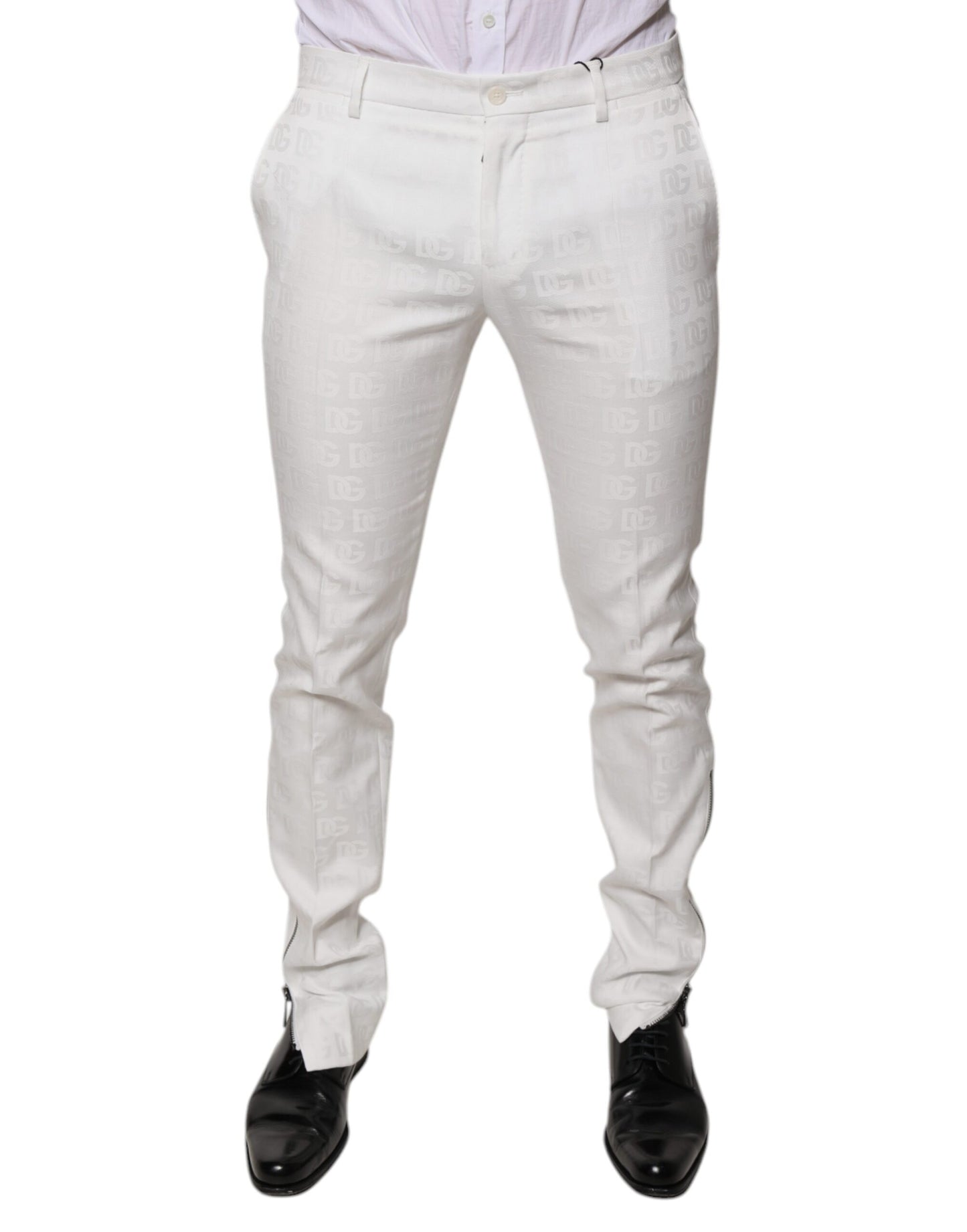 Pantaloni eleganti affusolati in cotone bianco Dolce & Gabbana