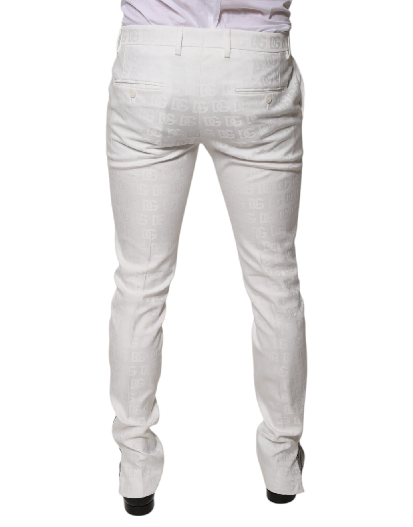 Pantaloni eleganti affusolati in cotone bianco Dolce & Gabbana