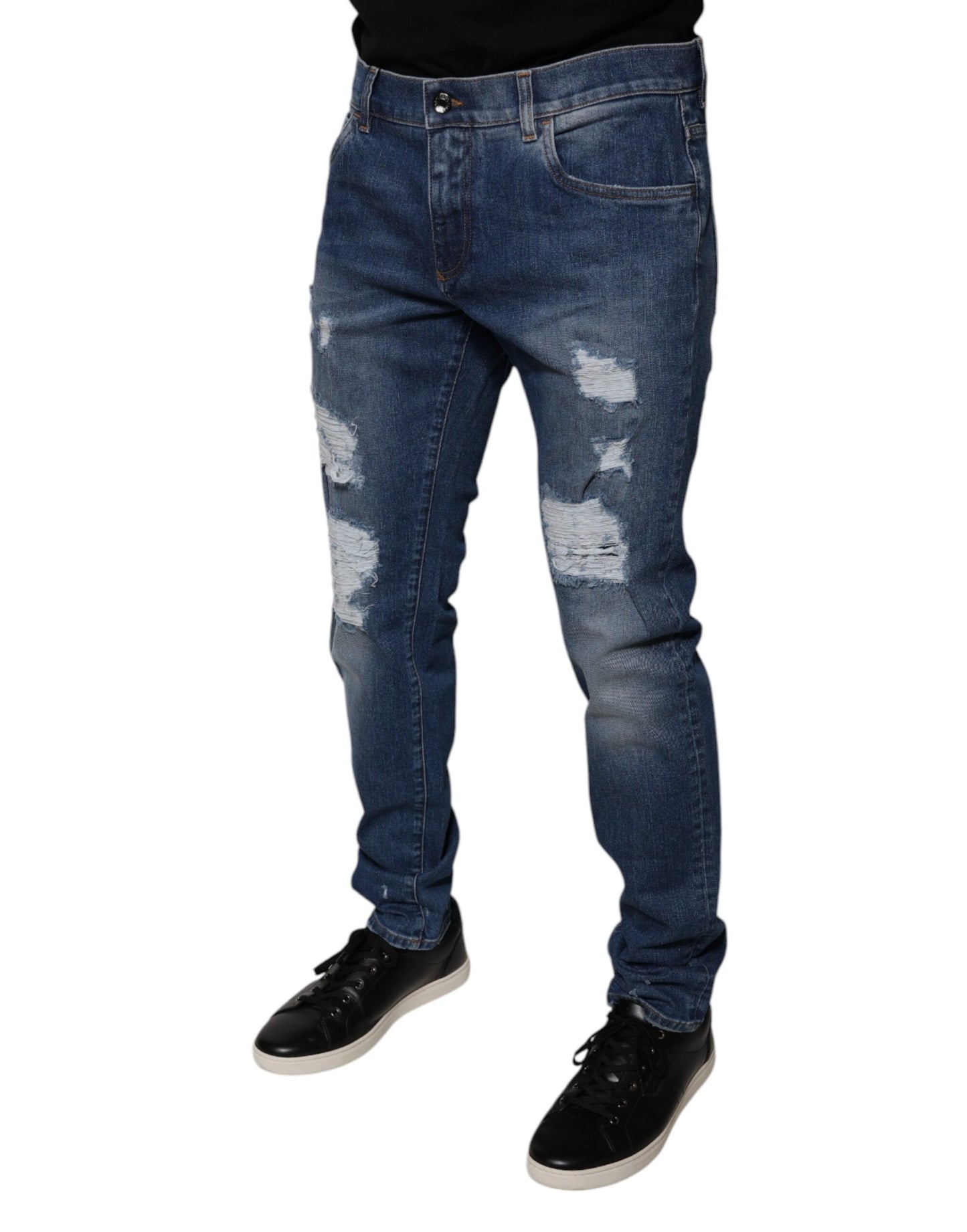 Jeans aderenti in cotone blu Dolce & Gabbana