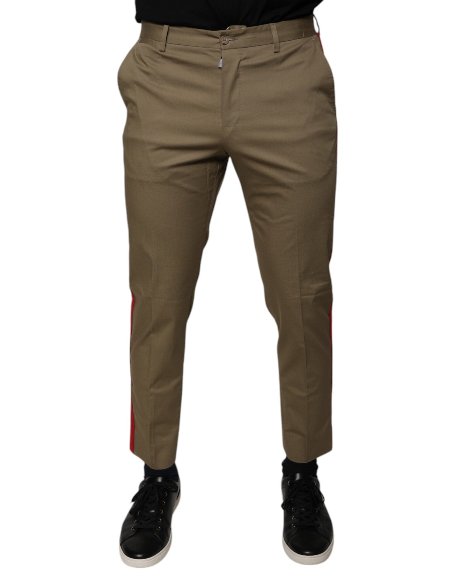 Pantaloni casual affusolati Dolce & Gabbana con logo marrone da uomo