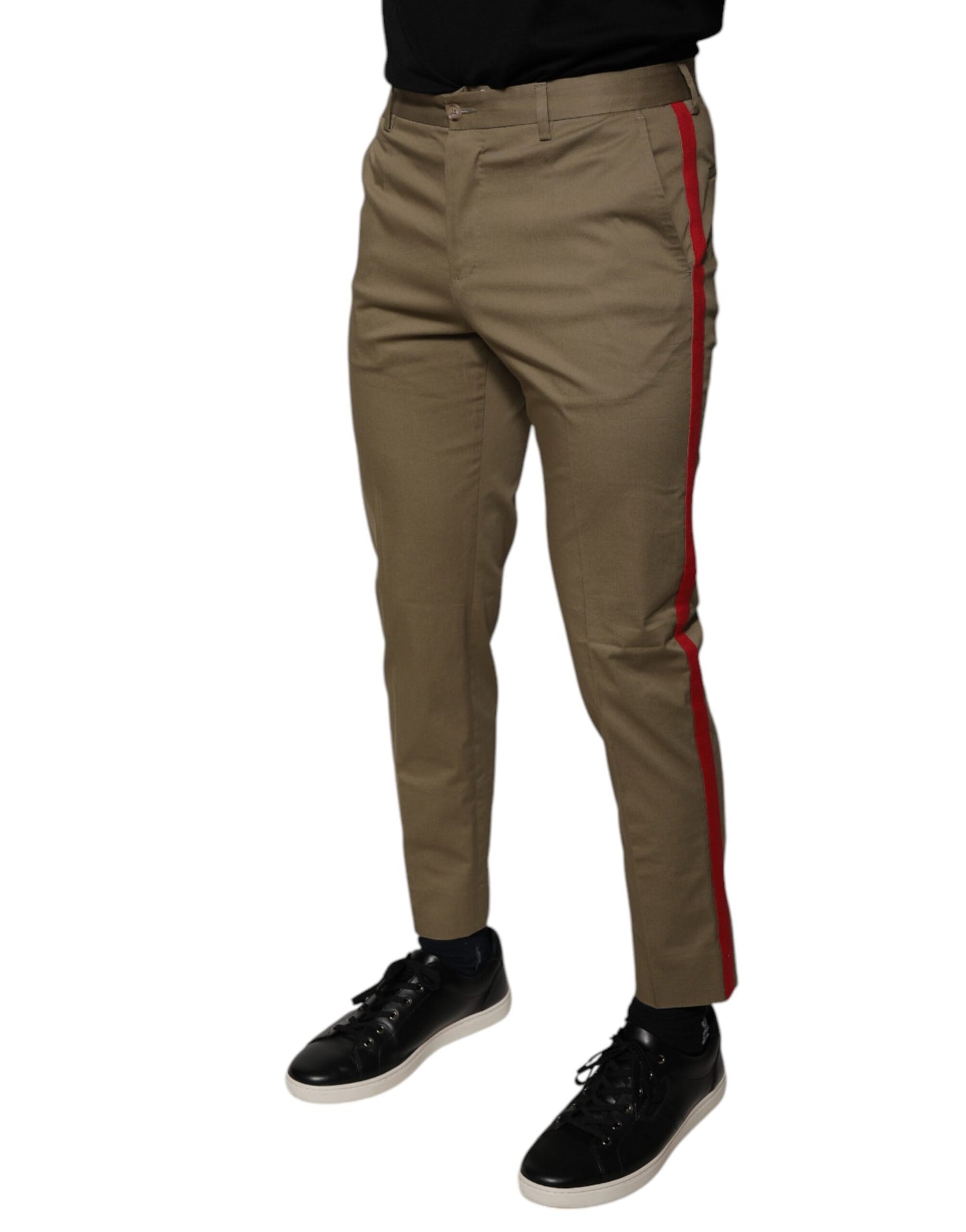 Pantaloni casual affusolati Dolce & Gabbana con logo marrone da uomo
