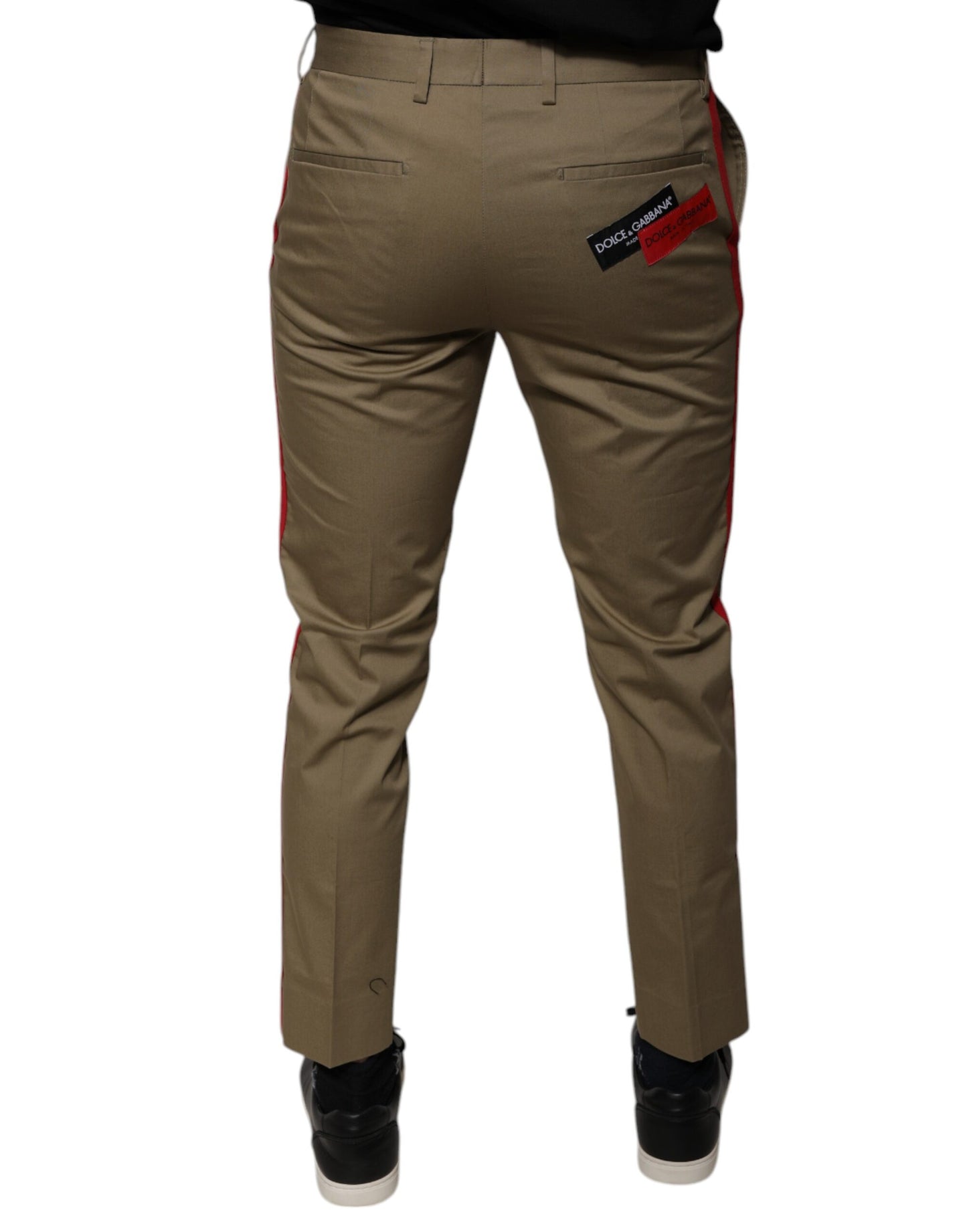Pantaloni casual affusolati Dolce & Gabbana con logo marrone da uomo