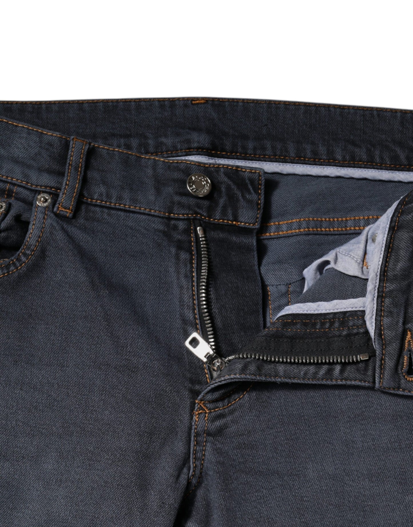 Jeans aderenti in denim di cotone grigio scuro Dolce & Gabbana