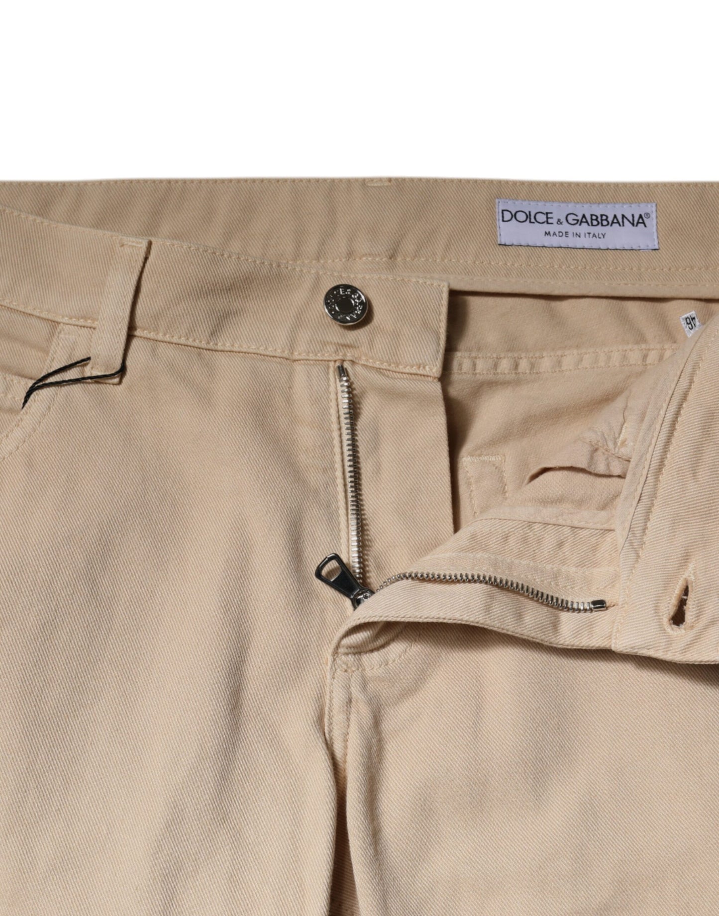 Dolce & Gabbana Beige Cotone Stretch Regular Uomo Jeans Denim