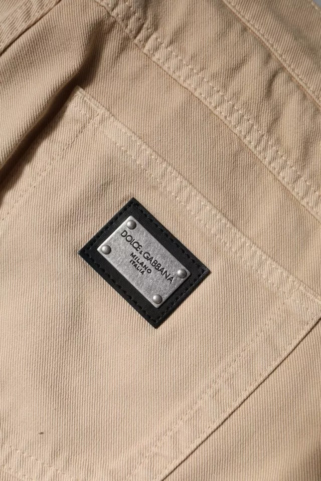 Dolce & Gabbana Beige Cotone Stretch Regular Uomo Jeans Denim