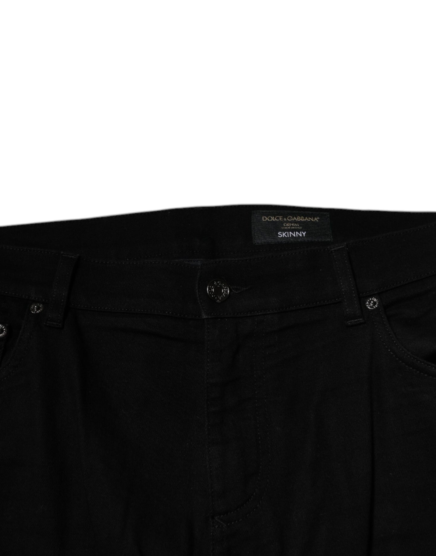 Jeans aderenti in denim elasticizzato con logo Dolce & Gabbana in cotone nero