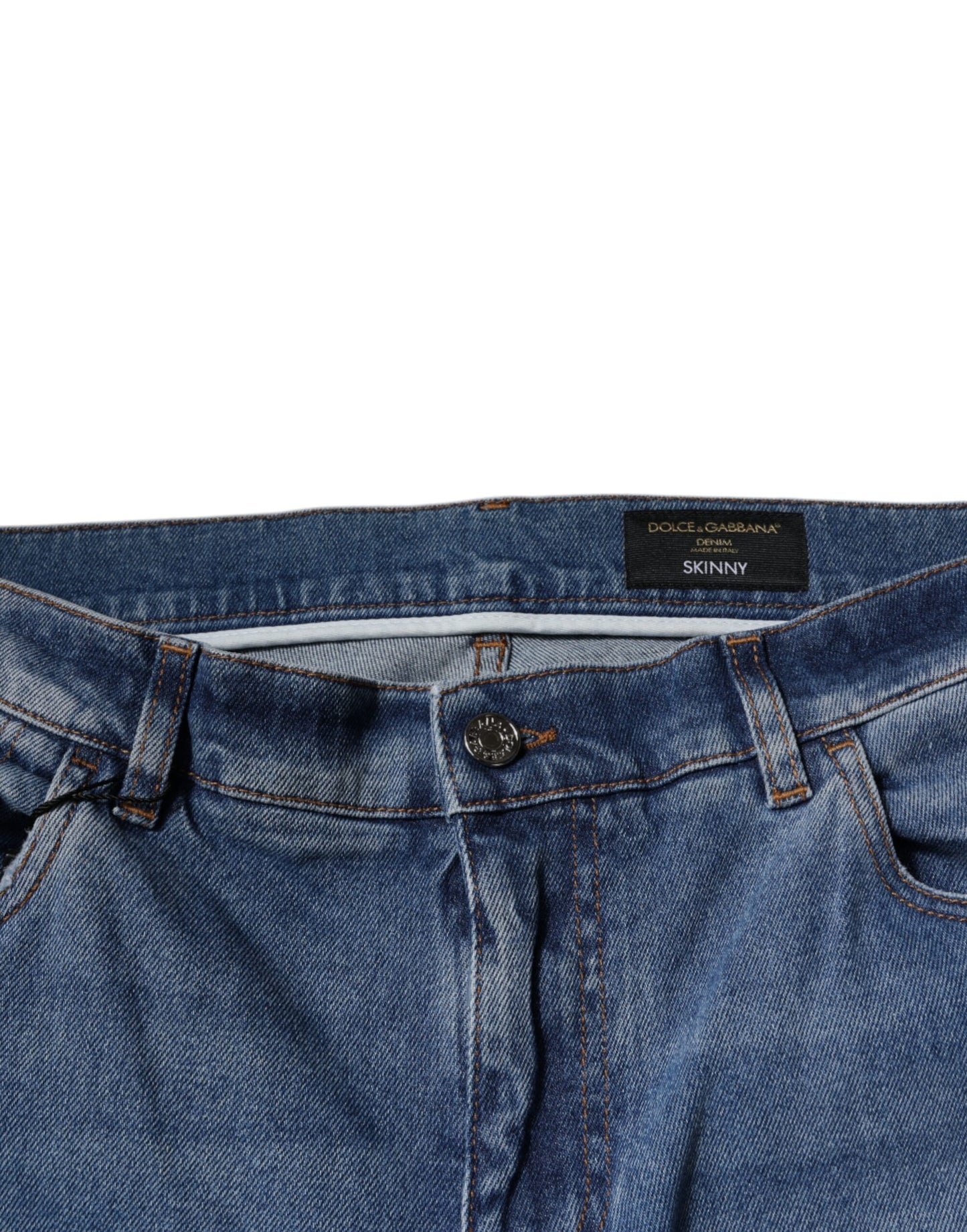 Jeans aderenti in denim da uomo in cotone azzurro Dolce & Gabbana