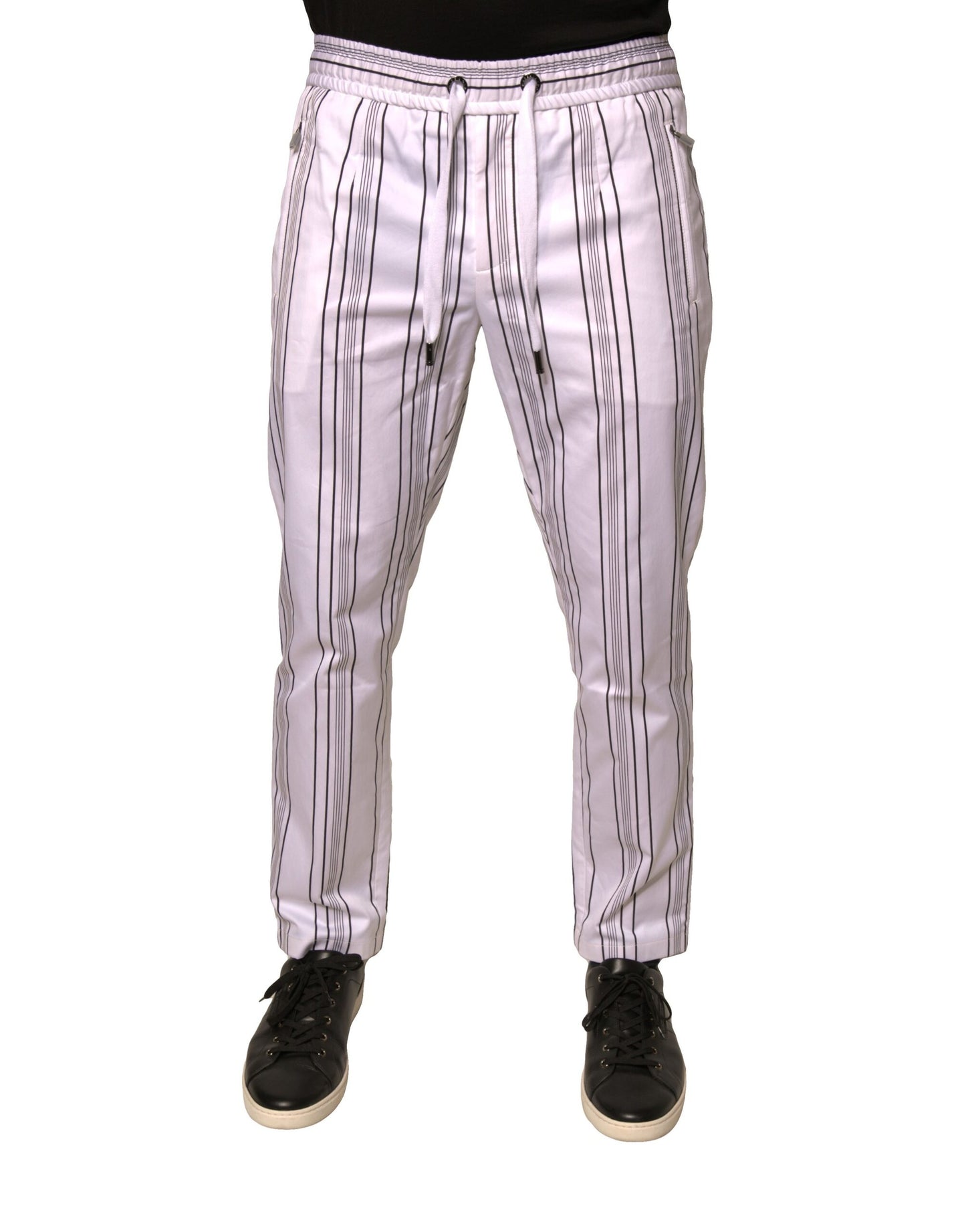 Dolce & Gabbana Pantaloni skinny in cotone a righe bianche
