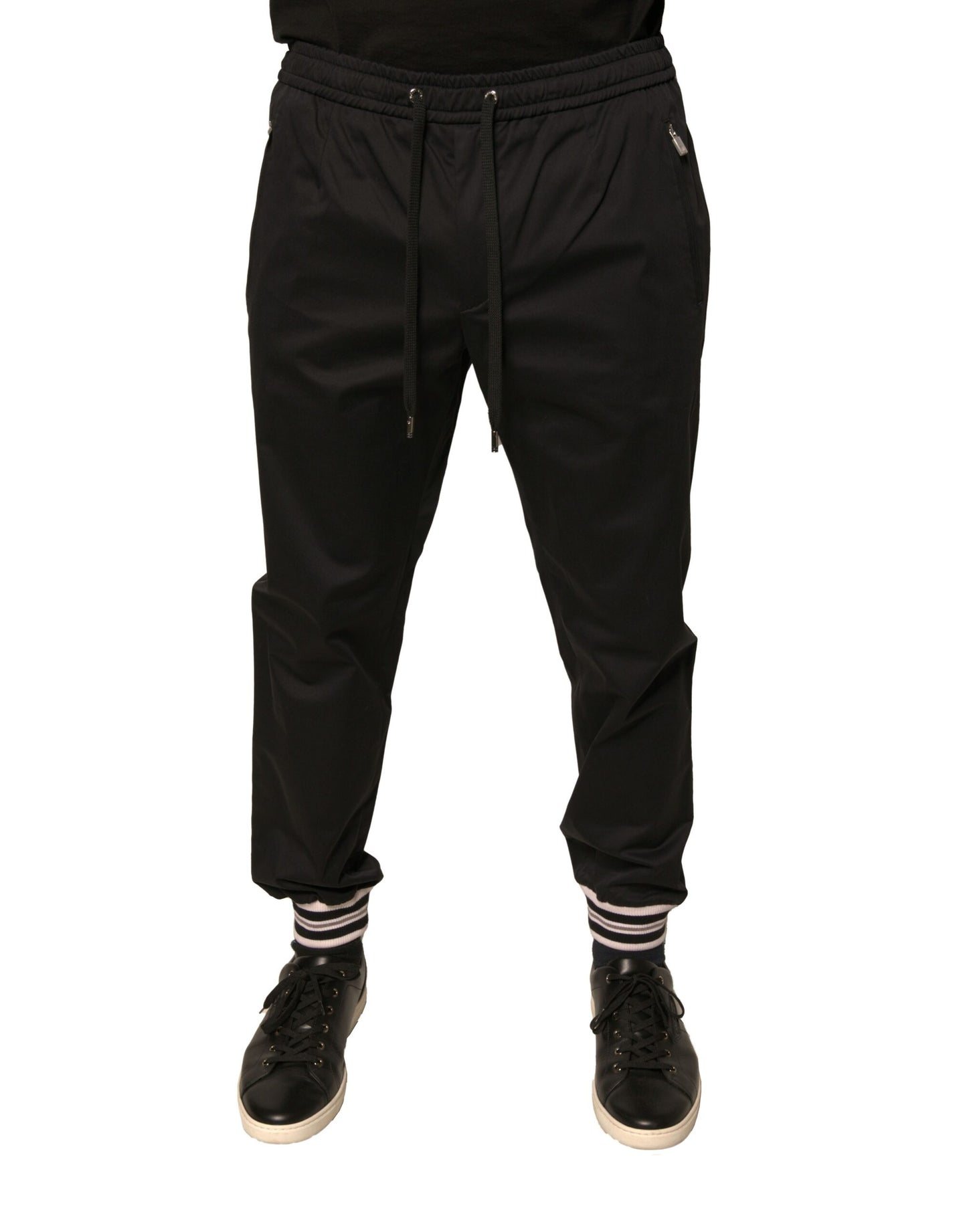 Pantaloni della tuta da jogging in cotone elasticizzato nero Dolce & Gabbana
